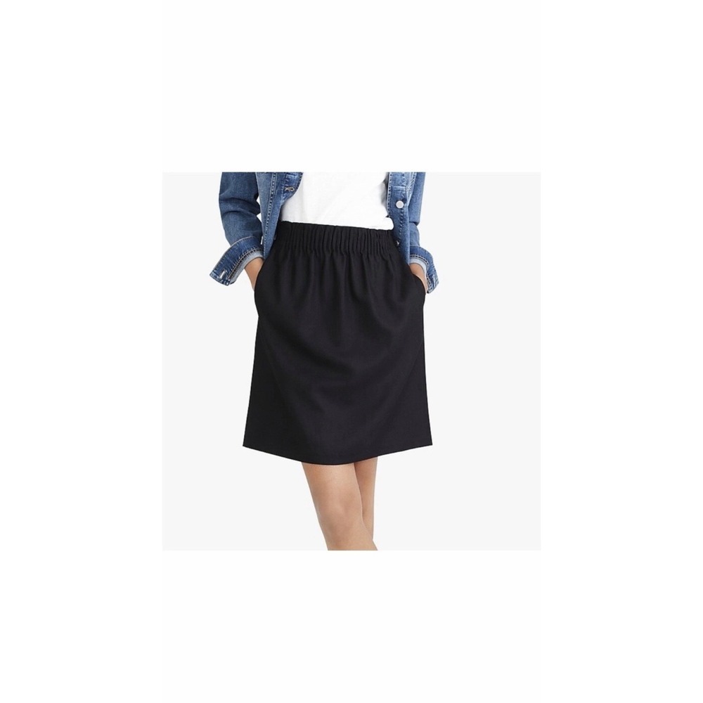 J.Crew Black Elastic Waist Mini Skirt Size 10 NWT Stretch Casual Classic Chic